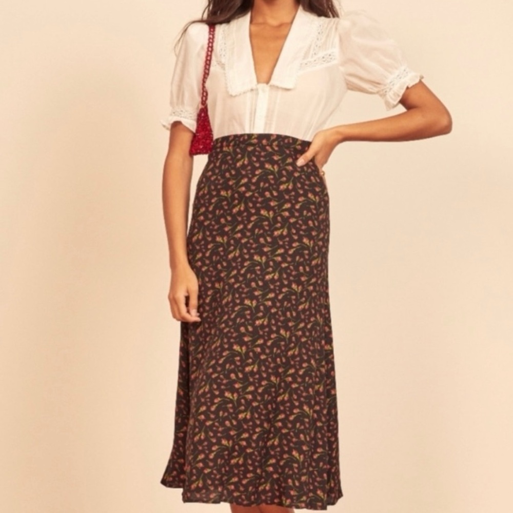 Reformation Bea Midi Skirt - Rose Pattern